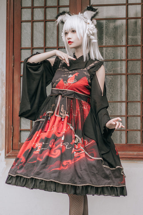 Chinese Style Cloud Fox Print Classic Lolita JSK Dress - Product - 4