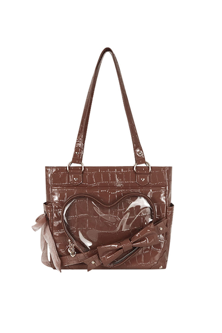 Floating Amber Transparent Love Bowknot Sweet Elegant Lolita Shoulder Bag 4 Colors - Brown - 4