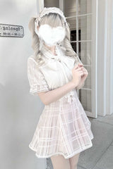[Light Snow] Plaid Bowknot Sweet Jirai Kei Japanese Skirt 3 Colors - Product - 3