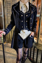 Black Hot Stamping Embroidery Ouji Handsome Cool Lolita Vest - Black - 1