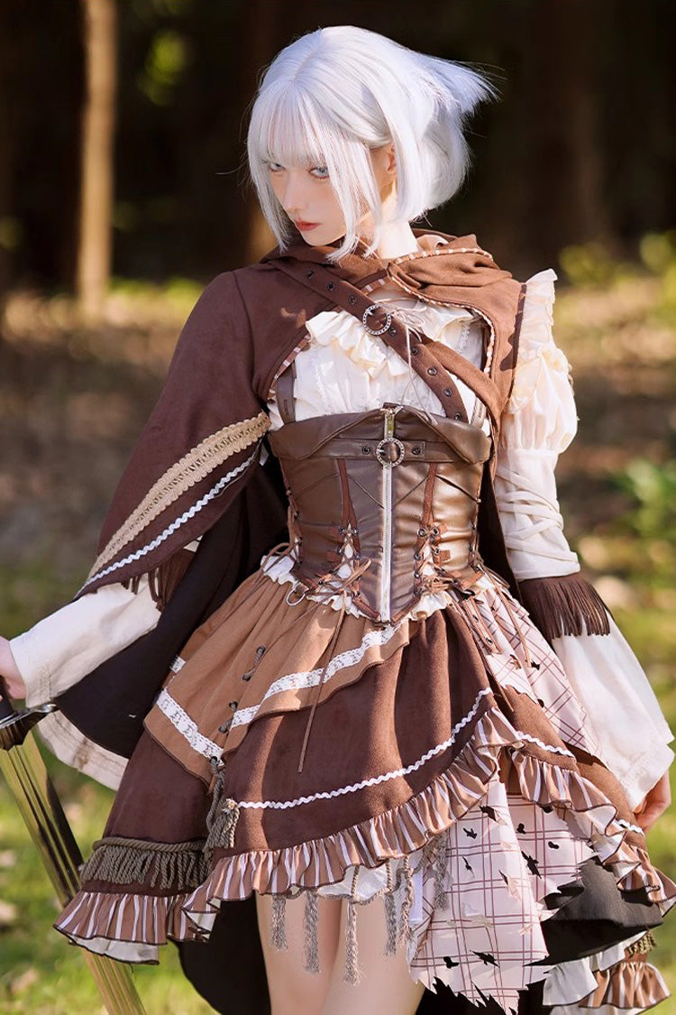 Multi-Color Steam Hunter Style Long Sleeves Multi-layer Ruffle Stitching Gothic Punk Lolita Dress - Product - 2