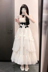 Ivory Free Verse Poetry Ruffle Bowknot Sweet Elegant Princess Lolita Tiered Dress - Product - 4