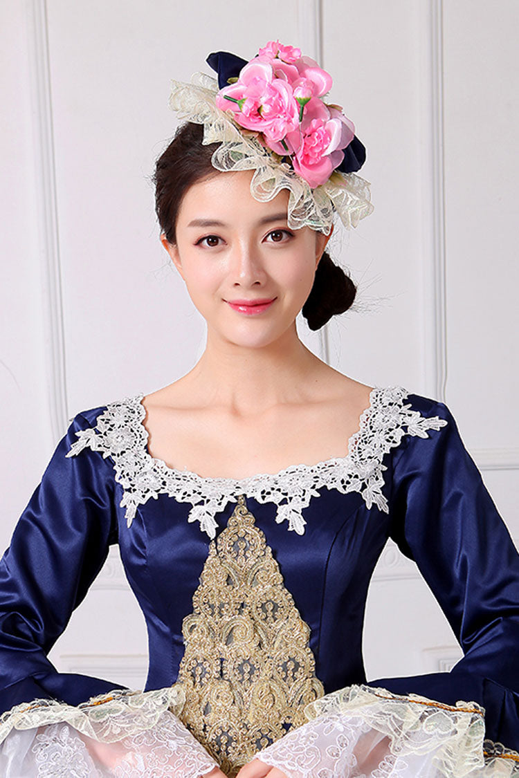 Hime Sleeves High Waisted Square Collar Embroidery Flower Print Victorian Lolita Prom Dress - Product - 3