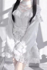 Pearl Ruffle Bowknot Lace Sweet Jirai Kei Skirt 2 Colors - Product - 5