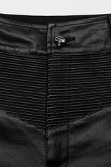 Black Zipper Men's Punk Faux Leather Pants - Product - 6