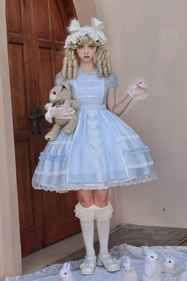 Wish Heart Short Sleeves Cardigan Bowknot Sweet Princess Lolita Jsk Dress 2 Colors - Product - 12
