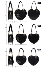 Sweet [Heart] Embroidery Bowknot Zipper Lolita Handbag 5 Colors - Product - 4