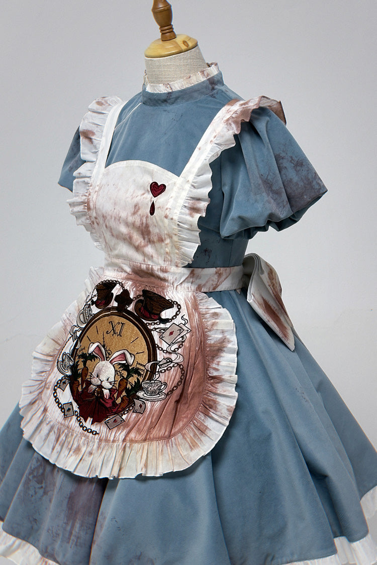 Blue [Dark Fairy Tale Alice] Long Sleeves Ruffle Gothic Lolita Dress - Product - 3