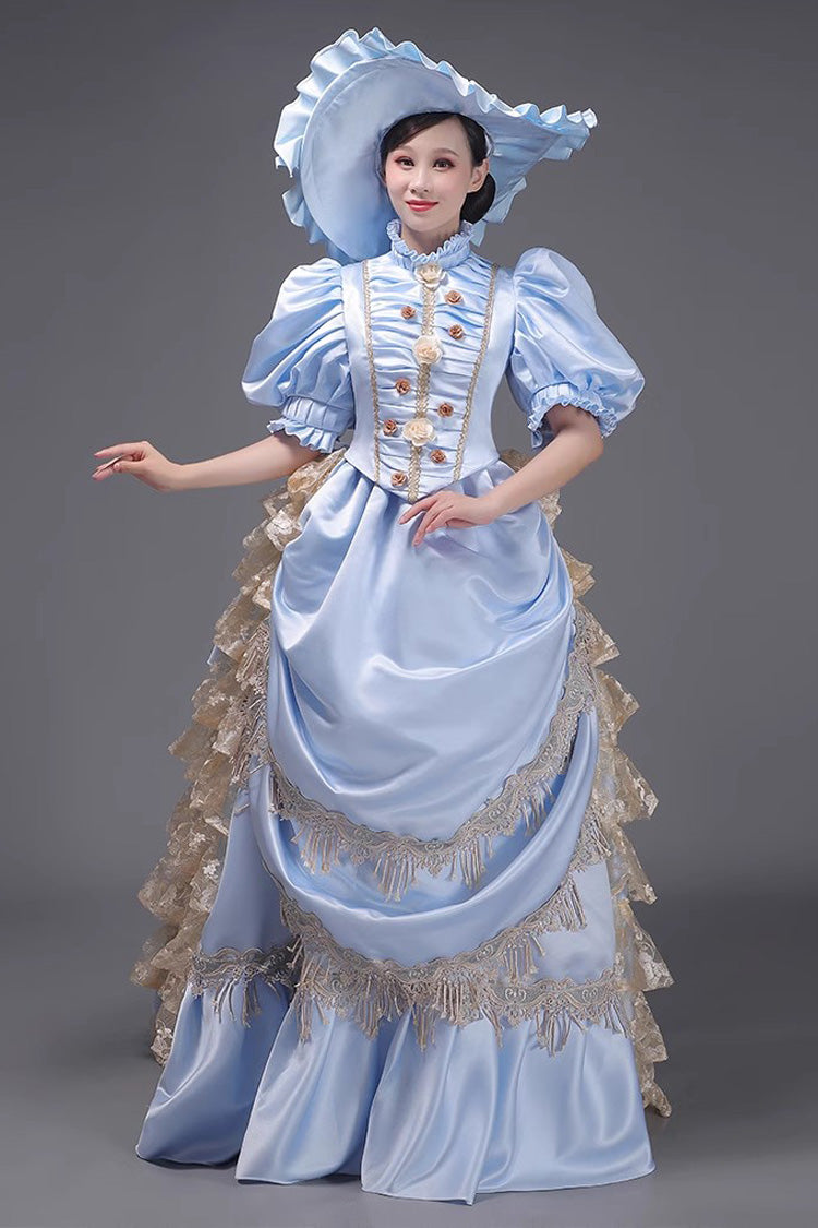 European Style Long Sleeves Multi-layer Ruffle Classic Elegant Princess Victorian Dress 3 Colors - Product - 13