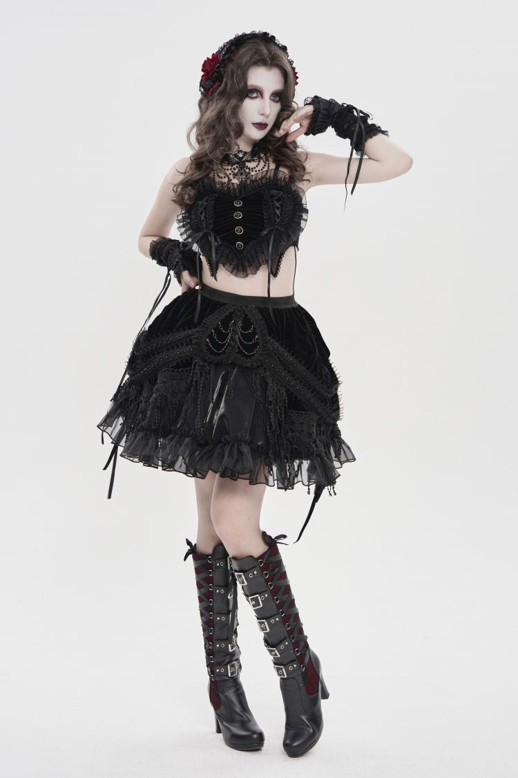 Black Multi-Layered  Tassels  Chain-Decorated Women's Gothic Skirt - Product - 3