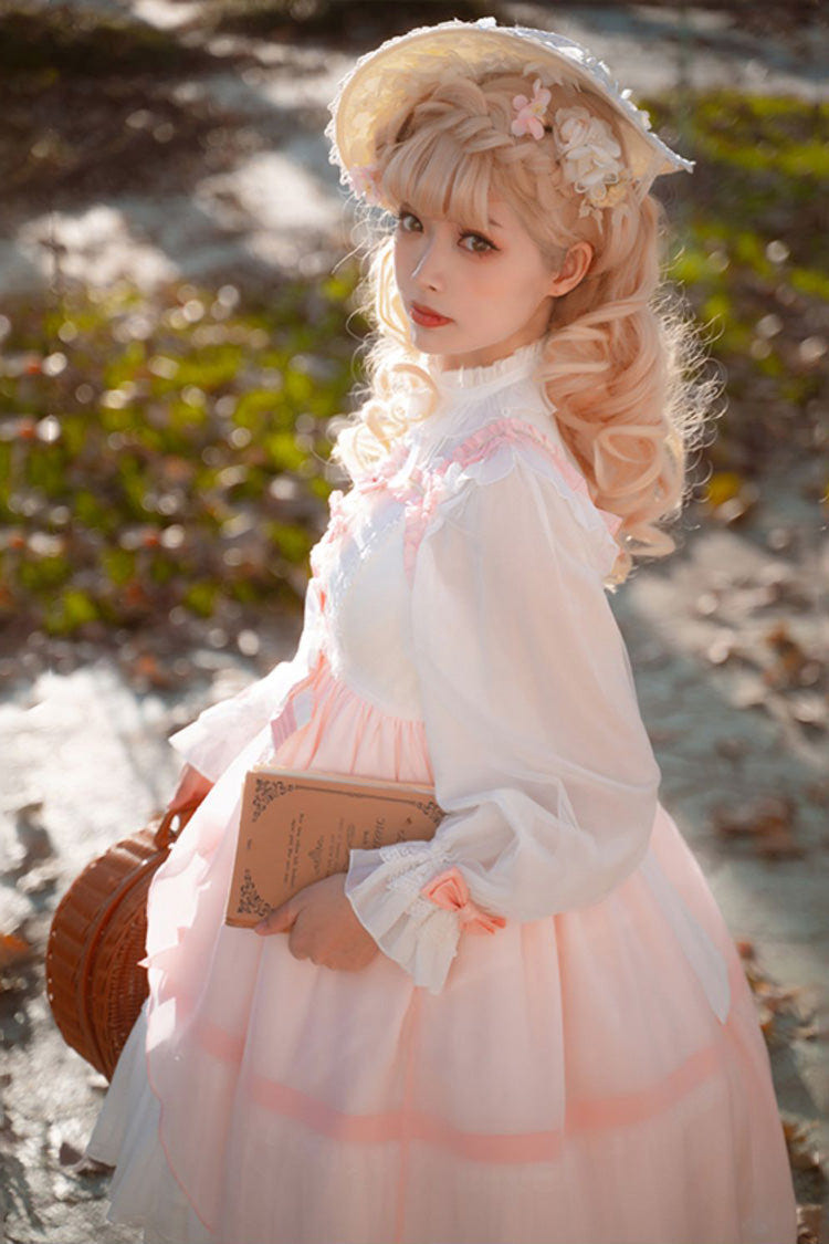 Pink Sleeveless Ruffle Cardigan Bowknot Lace Sweet Plus Size Lolita Jsk Dress - Product - 9