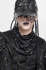 Black Printed Men's Punk Cool Mask Scarf - Product - 3
