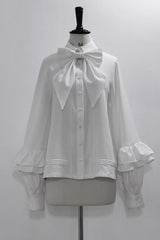 White Long Sleeves Vintage Elegant Prince Ouji Fashion Lolita Blouse - Product - 3
