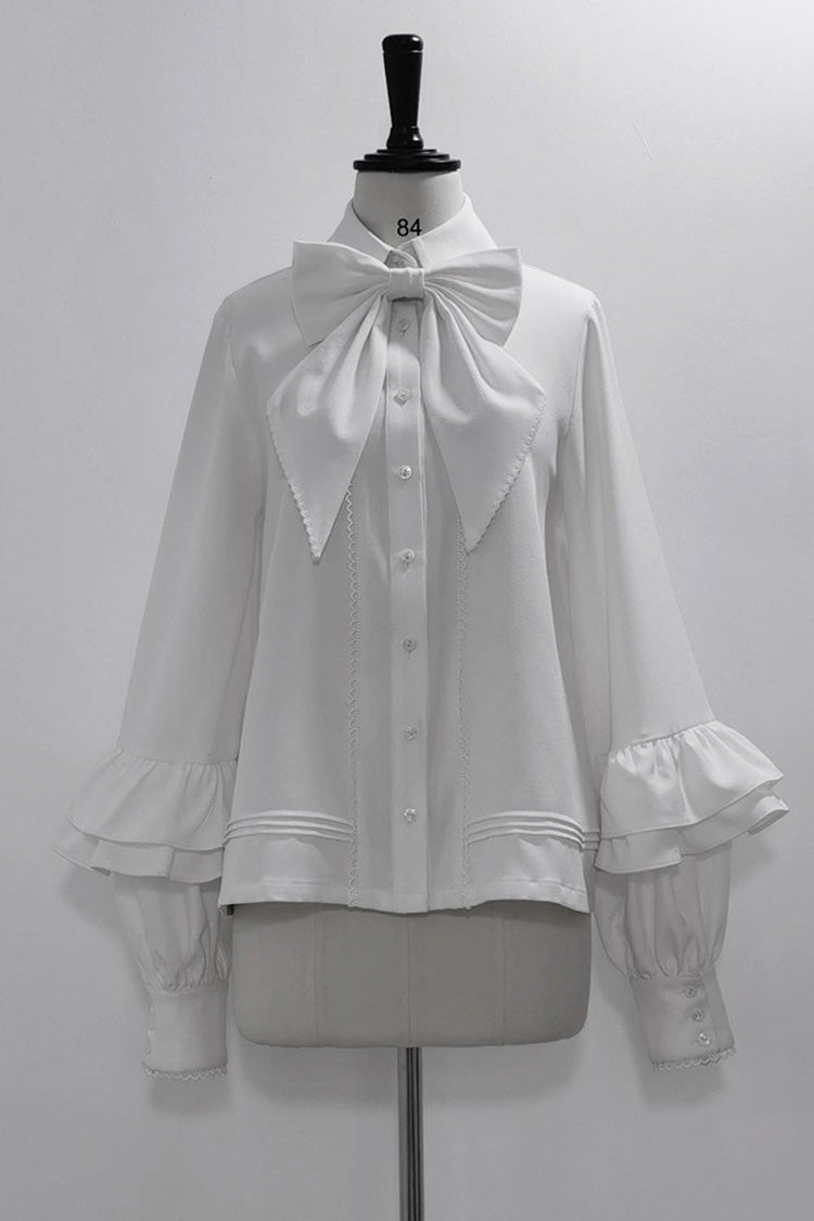 White Long Sleeves Vintage Elegant Prince Ouji Fashion Lolita Blouse - Product - 3
