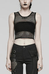 Sleeveless Hollow Tie-dyed Womens Steampunk Vest 3 Colors - Black - 17