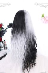 Black And White Color Matching Long Wavy Curly Hair Gothic Lolita Wigs - Product - 4