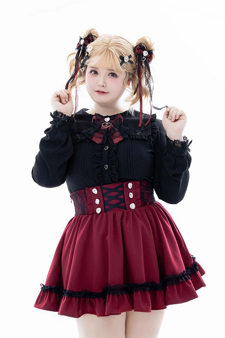 Sweet Ruffle Lace Lace-Up Japanese Jirai Kei Skirt 4 Colors - Product - 14
