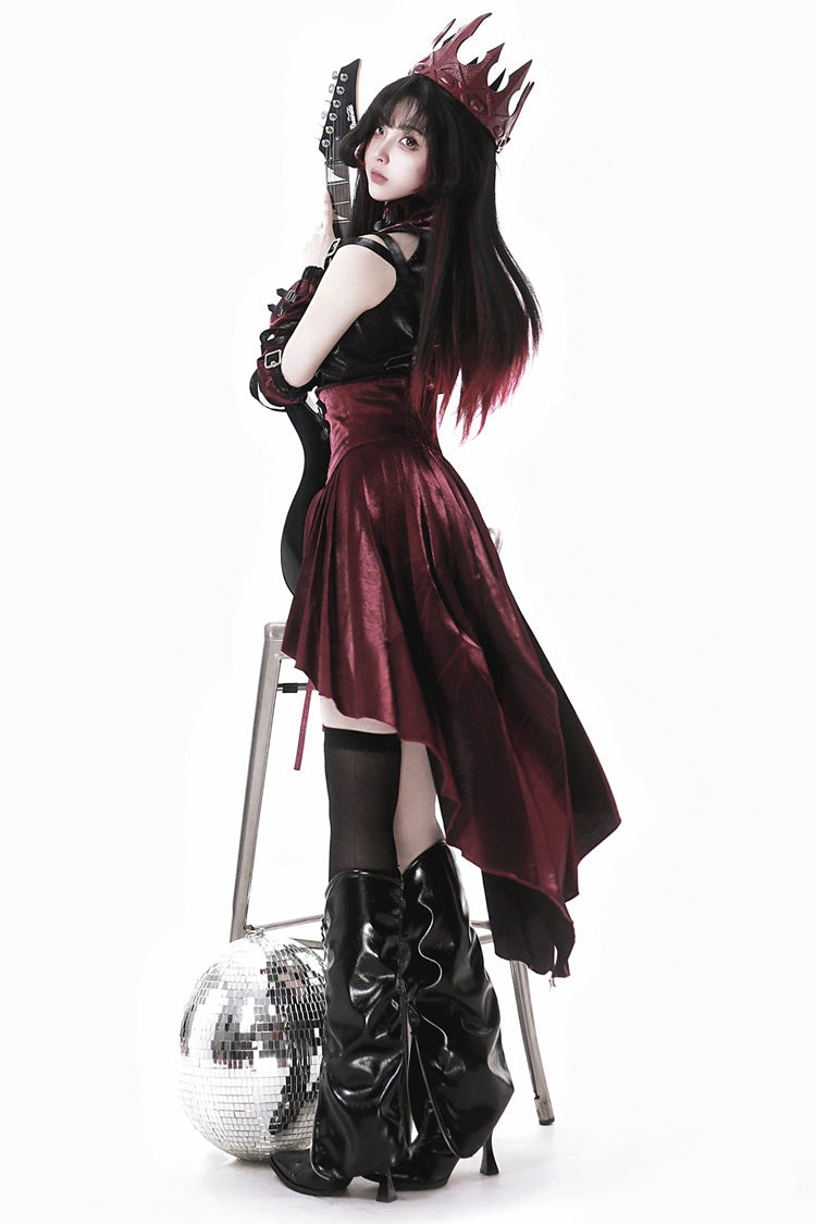 Black/Red [Chief Assassin] Lace-Up Gothic Ouji Lolita Set - Product - 5