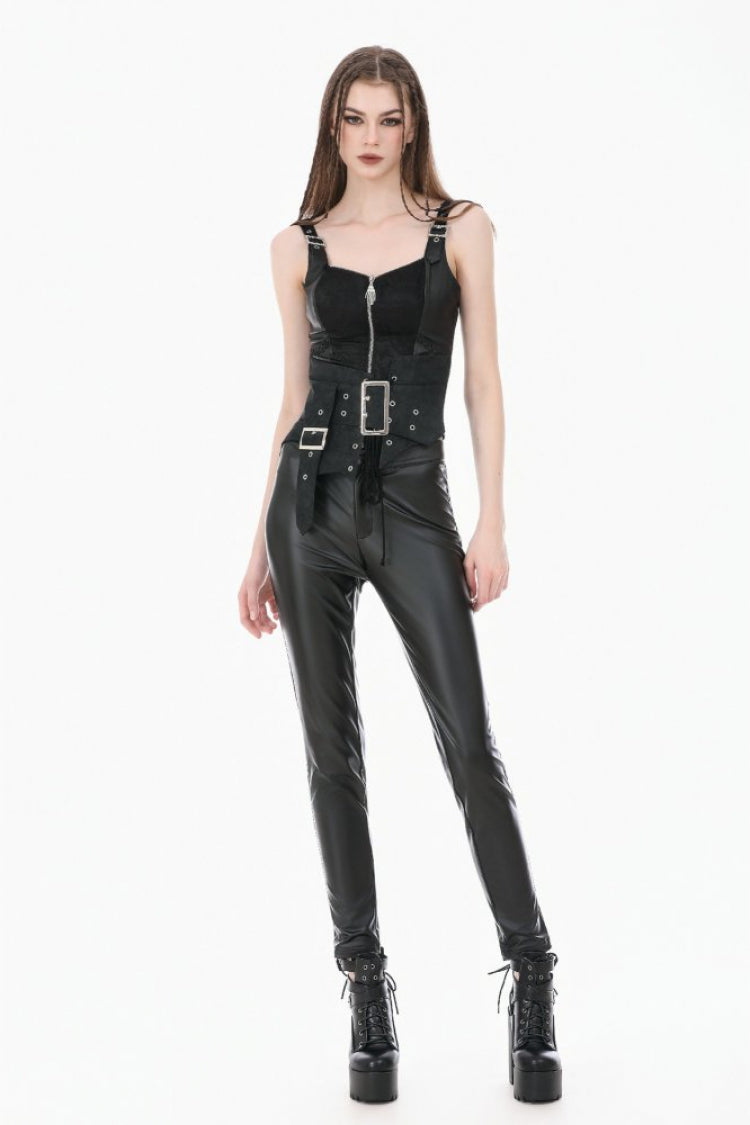 Washed Black Lace-Up Buckled Eyelet Women's Punk Asymmetric Corset Waist Belt - Product - 7