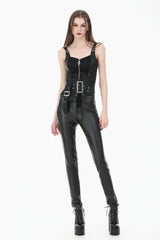 Washed Black Lace-Up Buckled Eyelet Women's Punk Asymmetric Corset Waist Belt - Product - 7