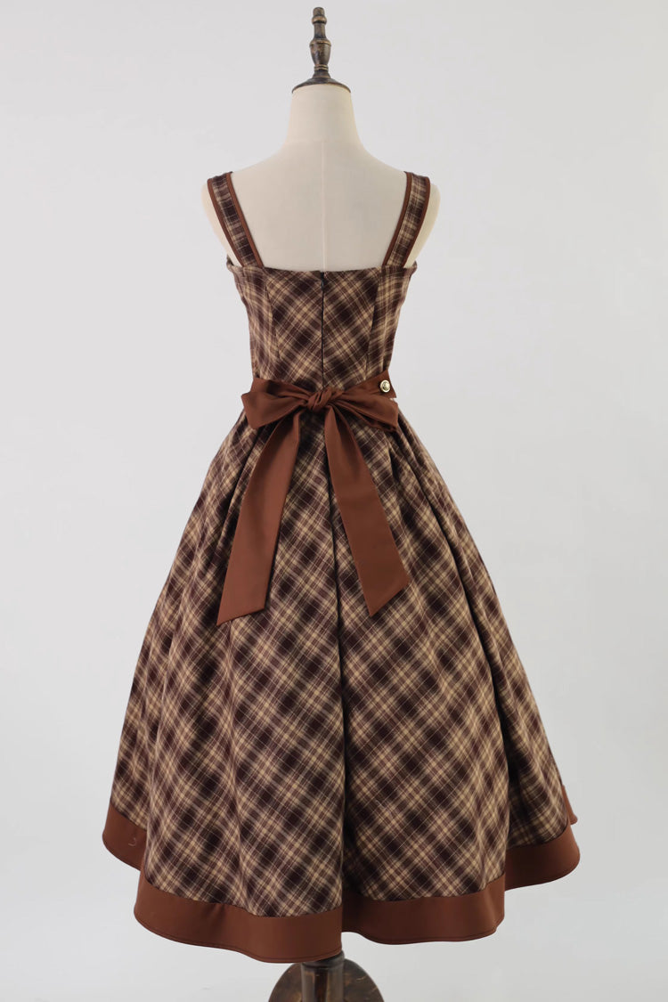 Brown [Broken Pocket Watch] Sleeveless Printed Spliced Detective-Style Classic Lolita Jsk Dress - Product - 9