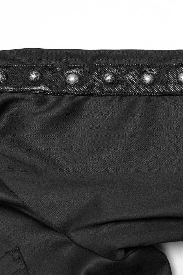 Black Lapel Collar Long Sleeves Stitching Mesh Men's Punk Blouse - Product - 6