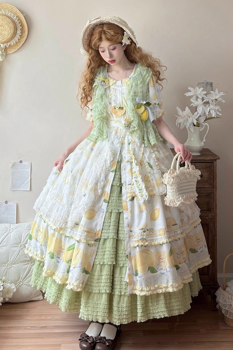 [Lemon Chicken] Multi-Layered Ruffle Sweet Elegant Lolita Skirt Petticoat 2 Colors - Product - 4
