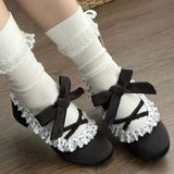 Satin Ruffled Lace-Up Sweet Classic Elegant Lolita Heels 2 Colors - Product - 3