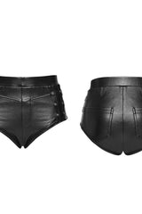 Black High Waisted Studded Women's Punk hot Shorts - Product - 10