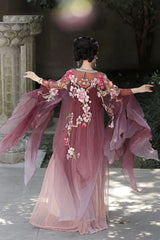 Red Long Sleeves Embroidery Sweet Tang-style Hezi Hanfu Dress Full Set - Product - 3