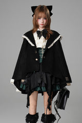 Black [Clock of Reincarnation Cycles] Cat Ears Magic Hooded Sweet Lolita Coat Cloak - Product - 3