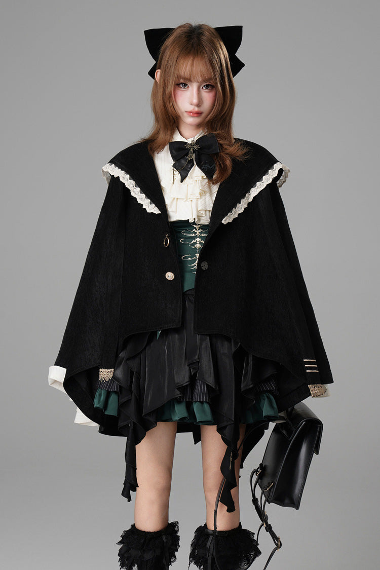 Black [Clock of Reincarnation Cycles] Cat Ears Magic Hooded Sweet Lolita Coat Cloak - Product - 3
