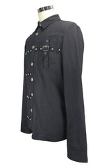 Black Cotton Long Sleeves Mens Punk Blouse - Product - 4