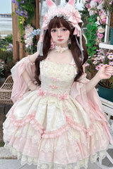 Pink [Lyrics in the Midst of Flowers] Ruffle Embroidery Bowknot Chinese Style Elegant Sweet Lolita Jsk Dress - Product - 8