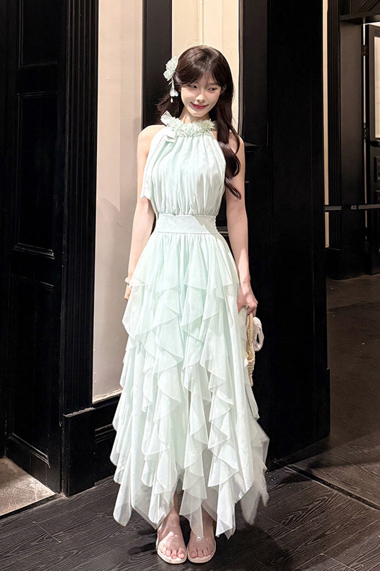 Light Green [Mist Bell] Halterneck Sleeveless Multi-Layered Ruffled Irregular Sweet Lolita Dress - Product - 5