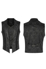 Black Lapel Collar Multi-layer Floral Print Ruffle Lace Mens Gothic Vest - Product - 5