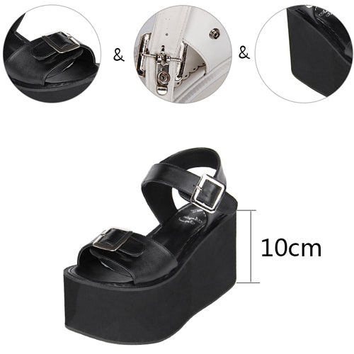 Black And White Platform Sweet Lolita Sandals - Product - 5