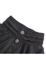 Black Stand Collar Lantern Sleeves Print Lace Women's Punk Blouse - Product - 9