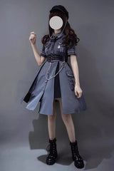 Evil Python 2.0 Short Sleeves Gothic Military Handsome Lolita Dress 3 Colors - Product - 10