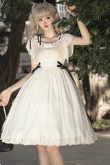 White Moonlight March Chiffon Short Sleeves Ruffle Sweet Lolita Dress - Product - 2
