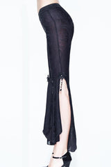 Black Fringe Lace Pendant Ninth Bell-Bottoms Women's Gothic Pants - Product - 10