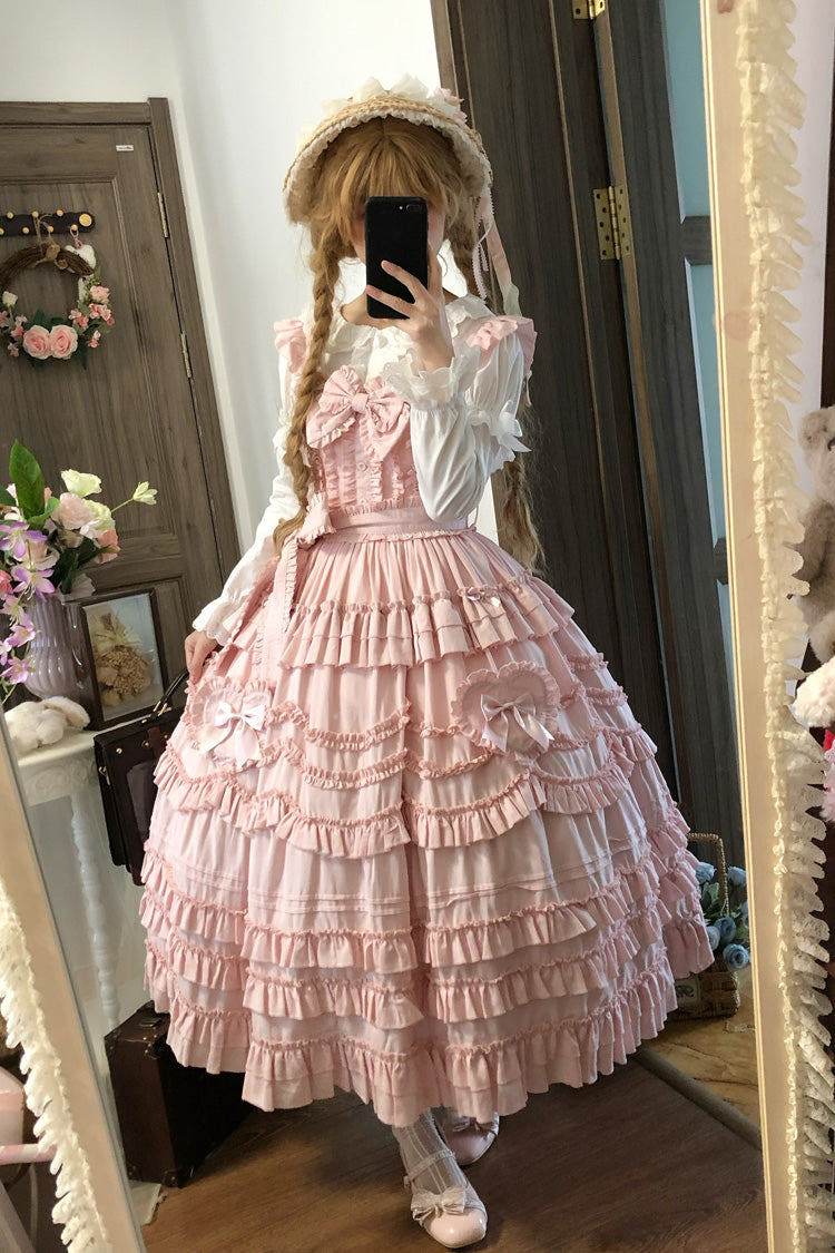 Pink [Heart In Love] Multi-Layered Ruffled Bow Sweet Lolita Jsk Dress - Pink - 1