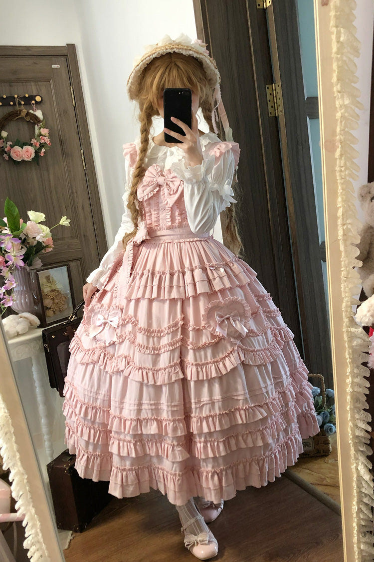 Pink [Heart In Love] Multi-Layered Ruffled Bow Sweet Lolita Jsk Dress - Pink - 1