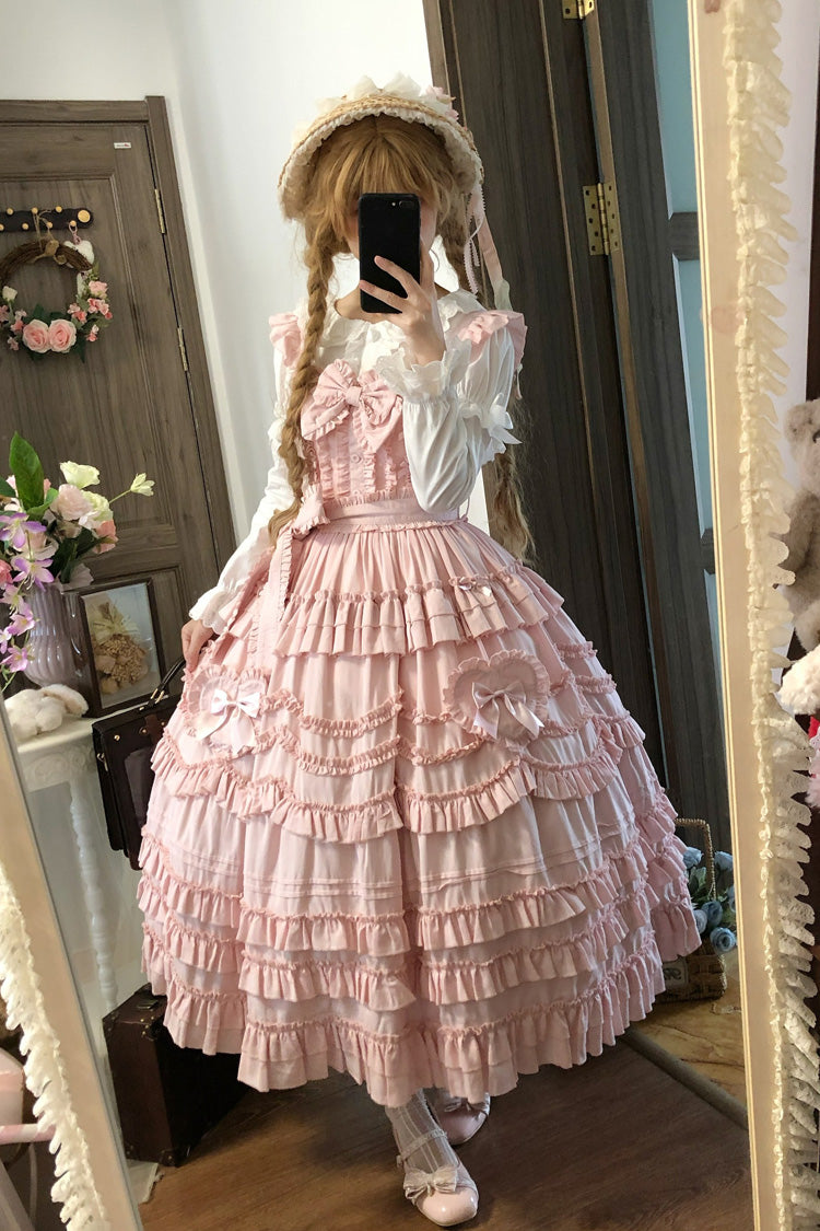 Pink [Heart In Love] Multi-Layered Ruffled Bow Sweet Lolita Jsk Dress - Pink - 1