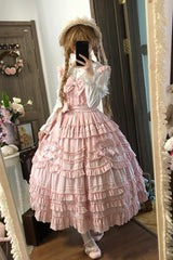 Pink [Heart In Love] Multi-Layered Ruffled Bow Sweet Lolita Jsk Dress - Pink - 1