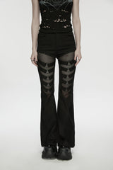 Black Spliced Slim Eyelet Women's Punk Pants - Product - 10
