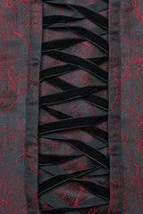 Black/Red Short Puff Sleeves Lace-Up Women's Gothic Dress - Product - 9