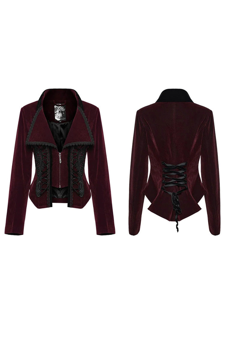 Women's Large Lapel Collar Long Sleeves Slim Tuxedo Gothic Coat 2 Colors - Product - 14