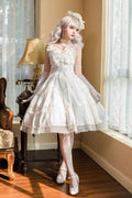 White Sleeveless Multi-layer Ruffle Bowknot Sweet Princess (Dress Only) front view
