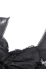 Black Long Flared Sleeves Lace Trimmed Lace-Up Women's Gothic Elegant Robe - Product - 13